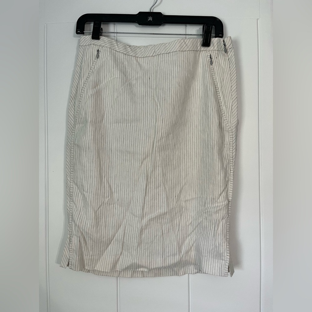 Elie Tahari Linen Pinstripe Pencil Skirt